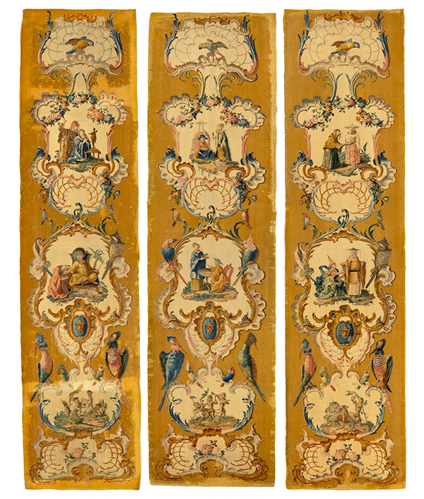 Three German wall savonneries tapestries of Princely provenance
