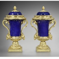 A PAIR OF GILT BRONZE-MOUNED CHINESE POWDER PORCELAIN