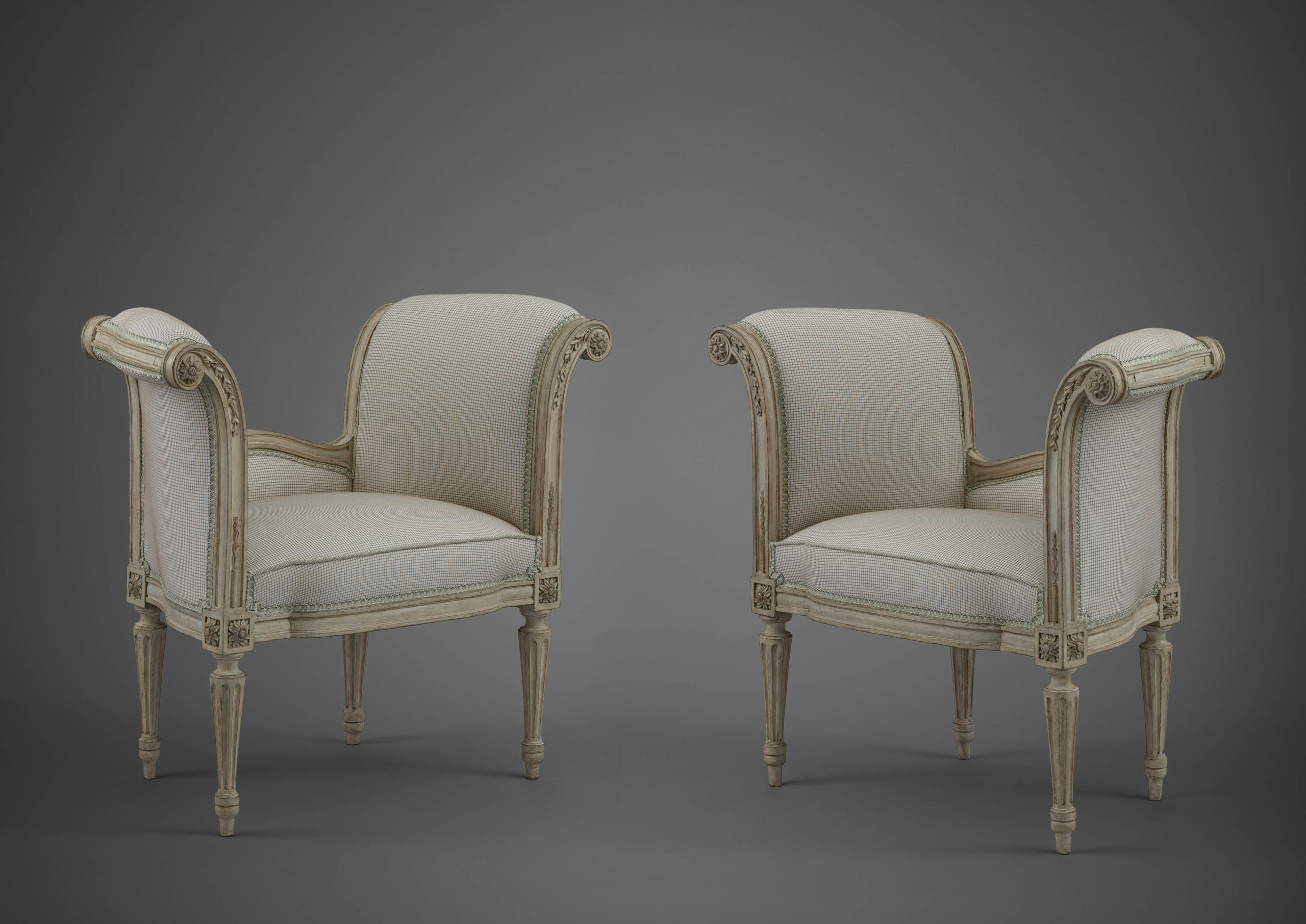 LXVI cream and grey banquettes