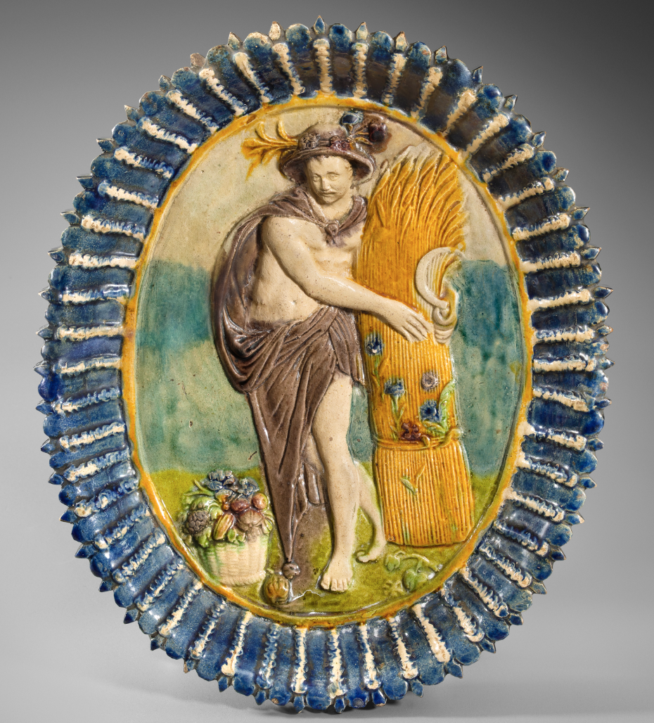 palissy-2025-French lead-glazed earthenware-oval-dishes-with-Allegories-of-Spring