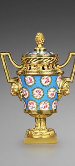 A LATE LOUIS XV GARNITURE OF THREE GILT BRONZE-MOUNTED SÈVRES POT-POURRI VASES (VASES À MONTER)